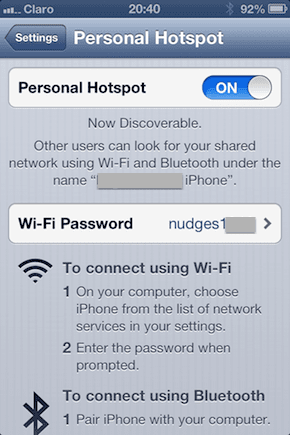 I Phone Personal Hotspot On