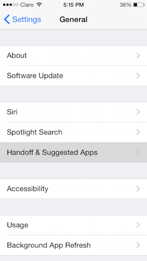 I Phone Settings General Handoff