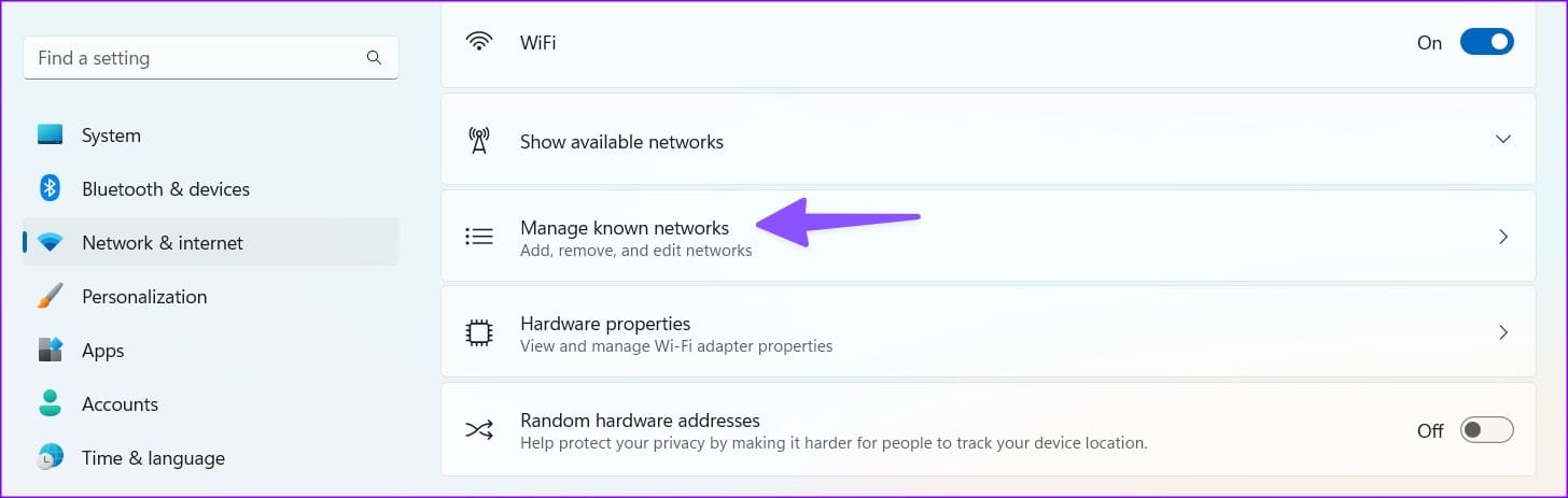 Manage known networks on Windows