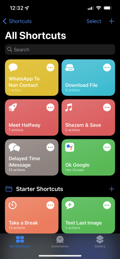 Shortcuts app on iPhone