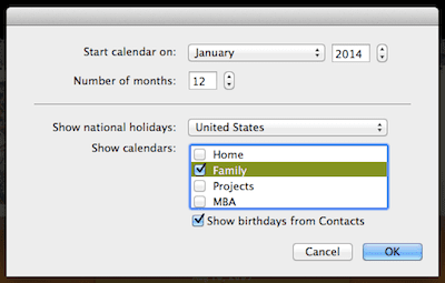 I Photo Calendar Settings