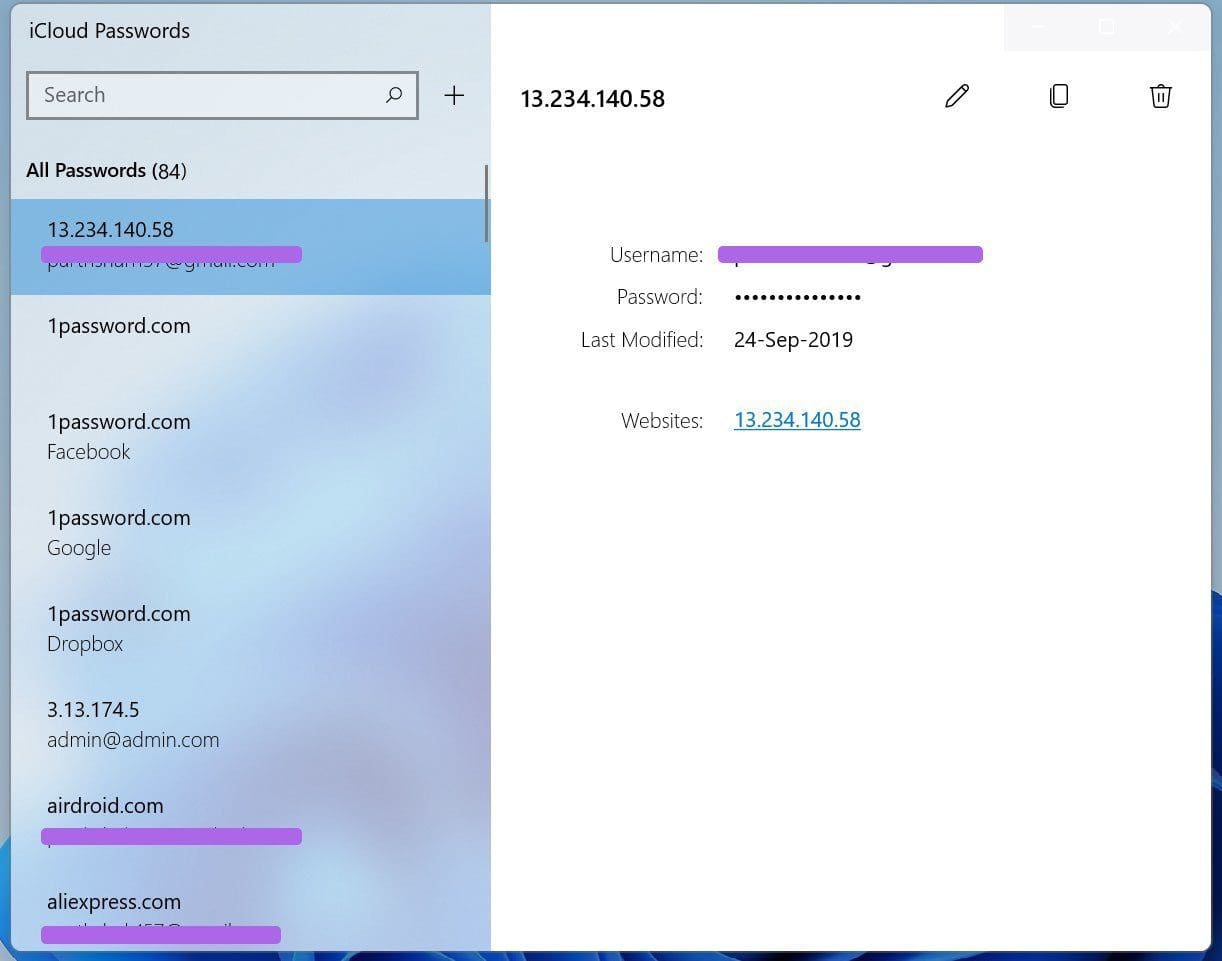 Icloud passwords home