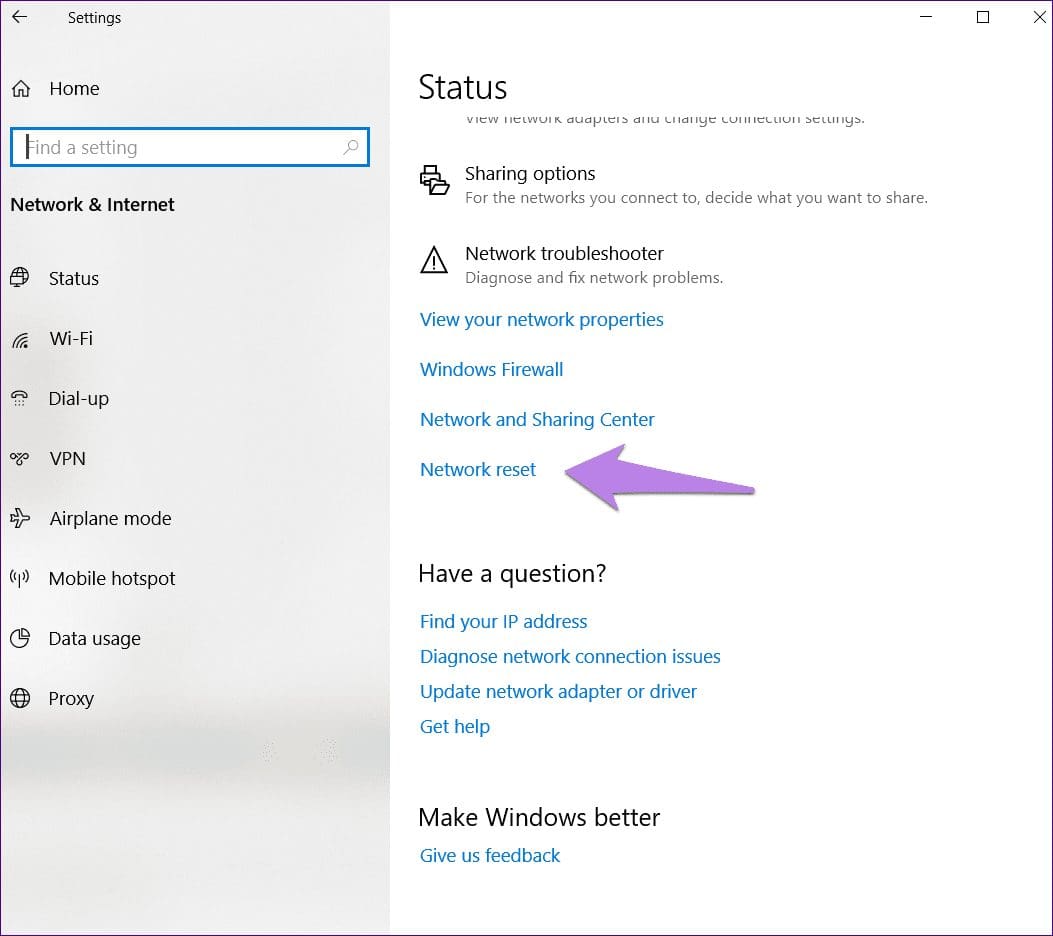 Hit the Network reset option