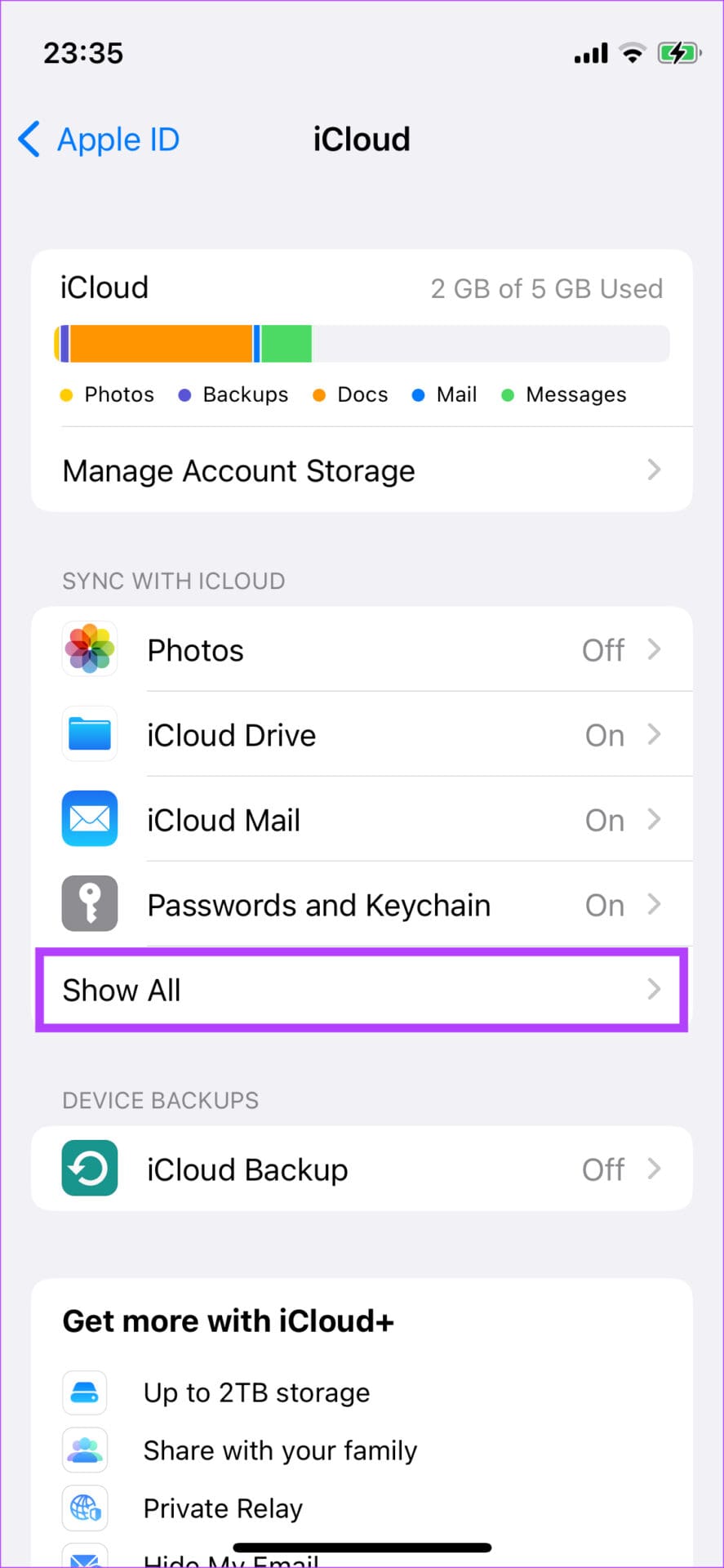 Show all option