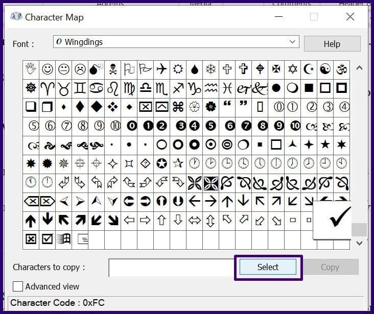 Insert tick symbols in microsoft word step 13