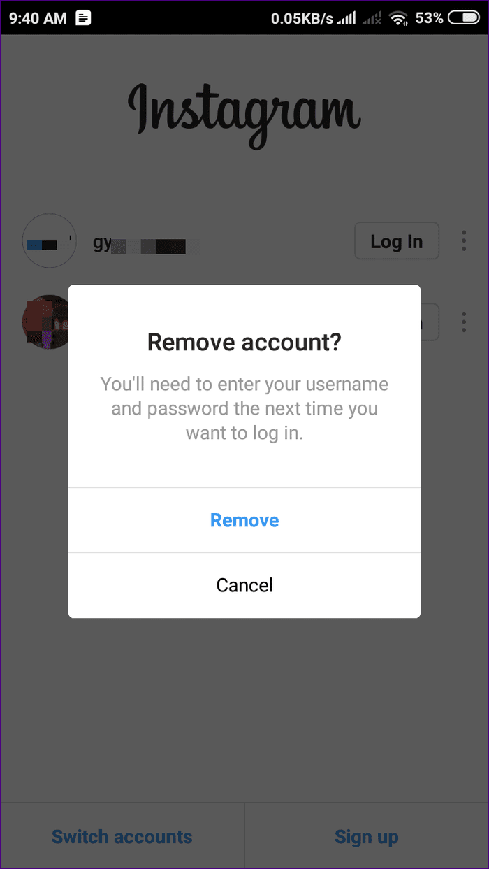 Instagram Remove Remembered Account 9