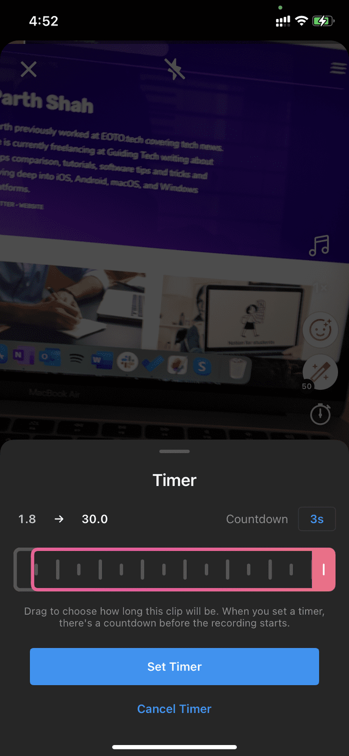 Instagram timer