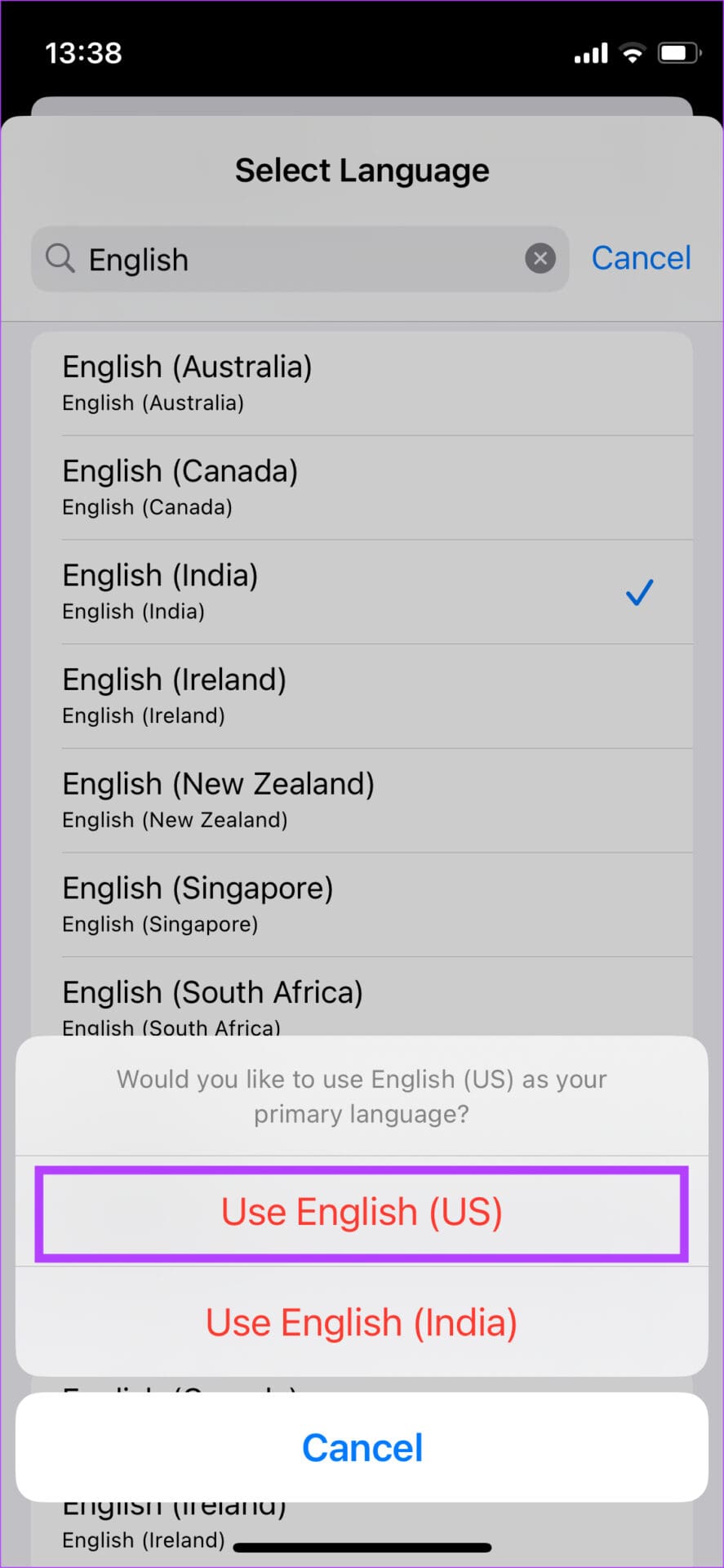 Use English as language