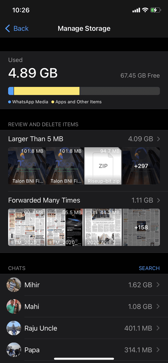Ios manage storage