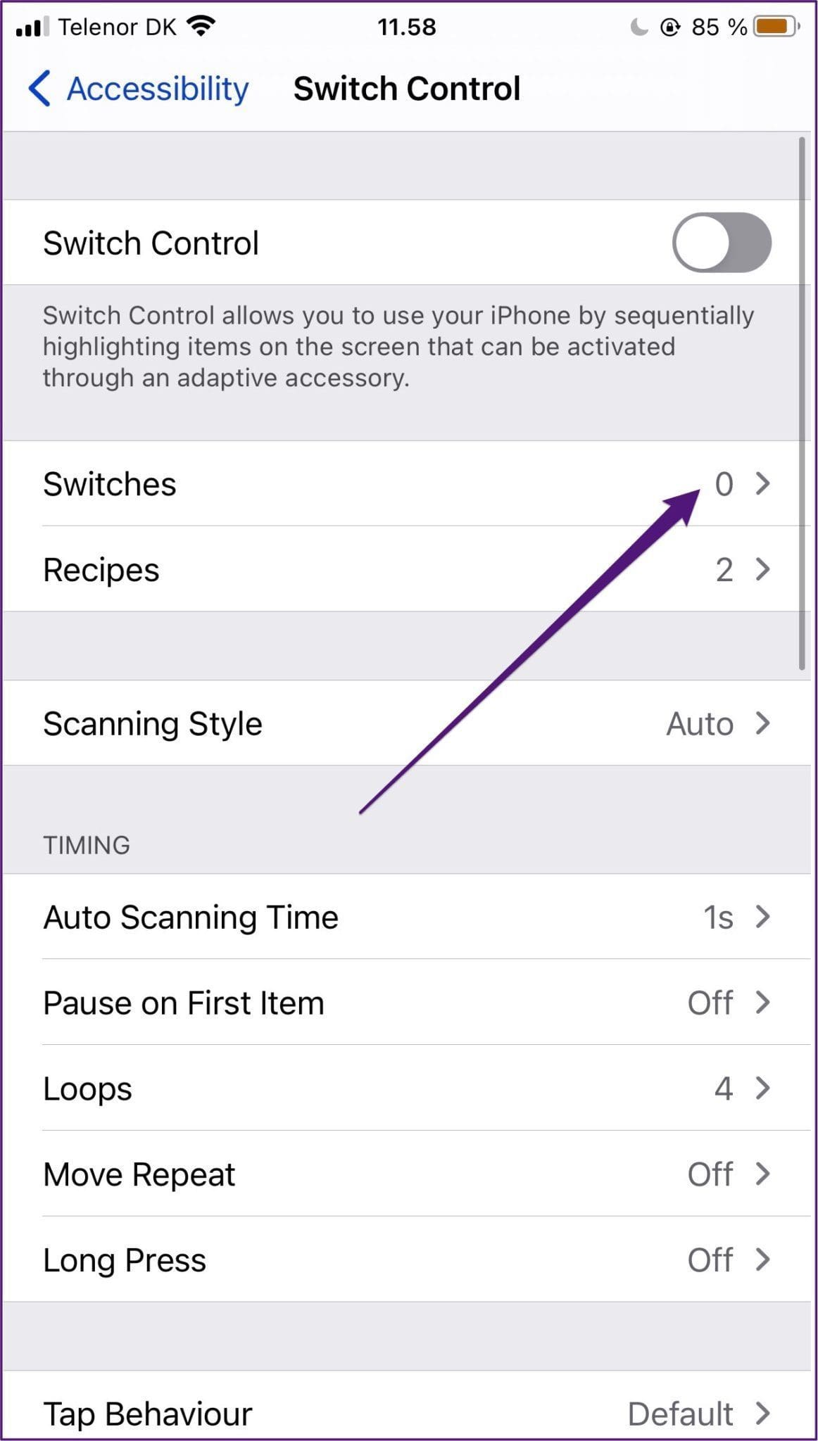 Ios select switches switch control