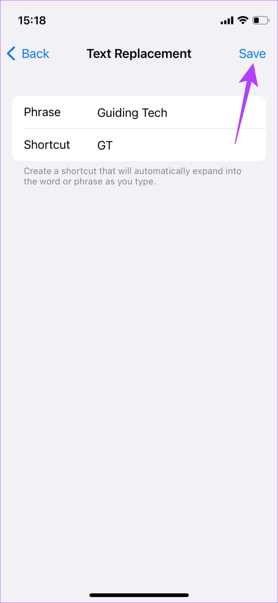 save shortcut