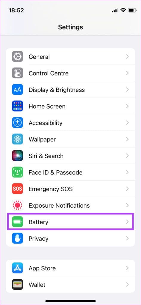 iPhone battery settings