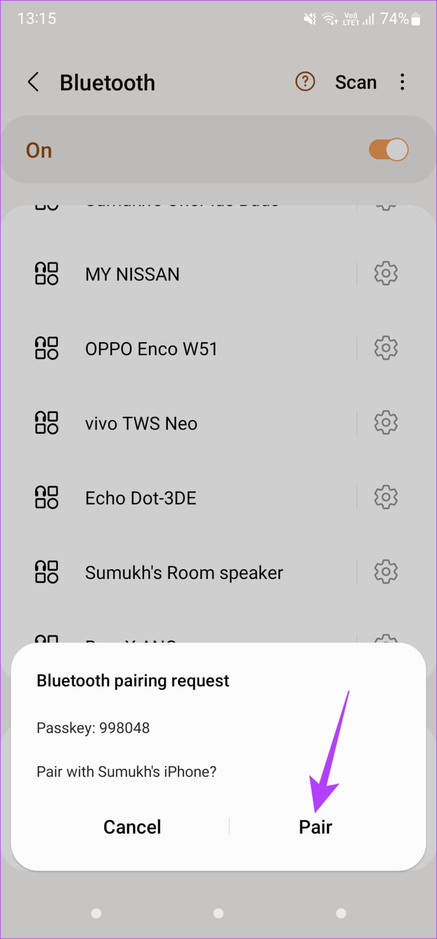 Pair on Android