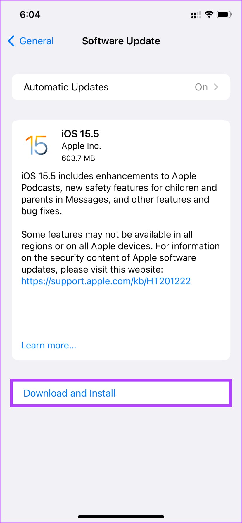Install update