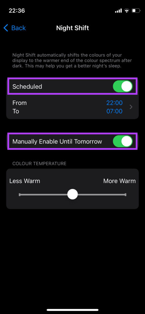 night shift toggles