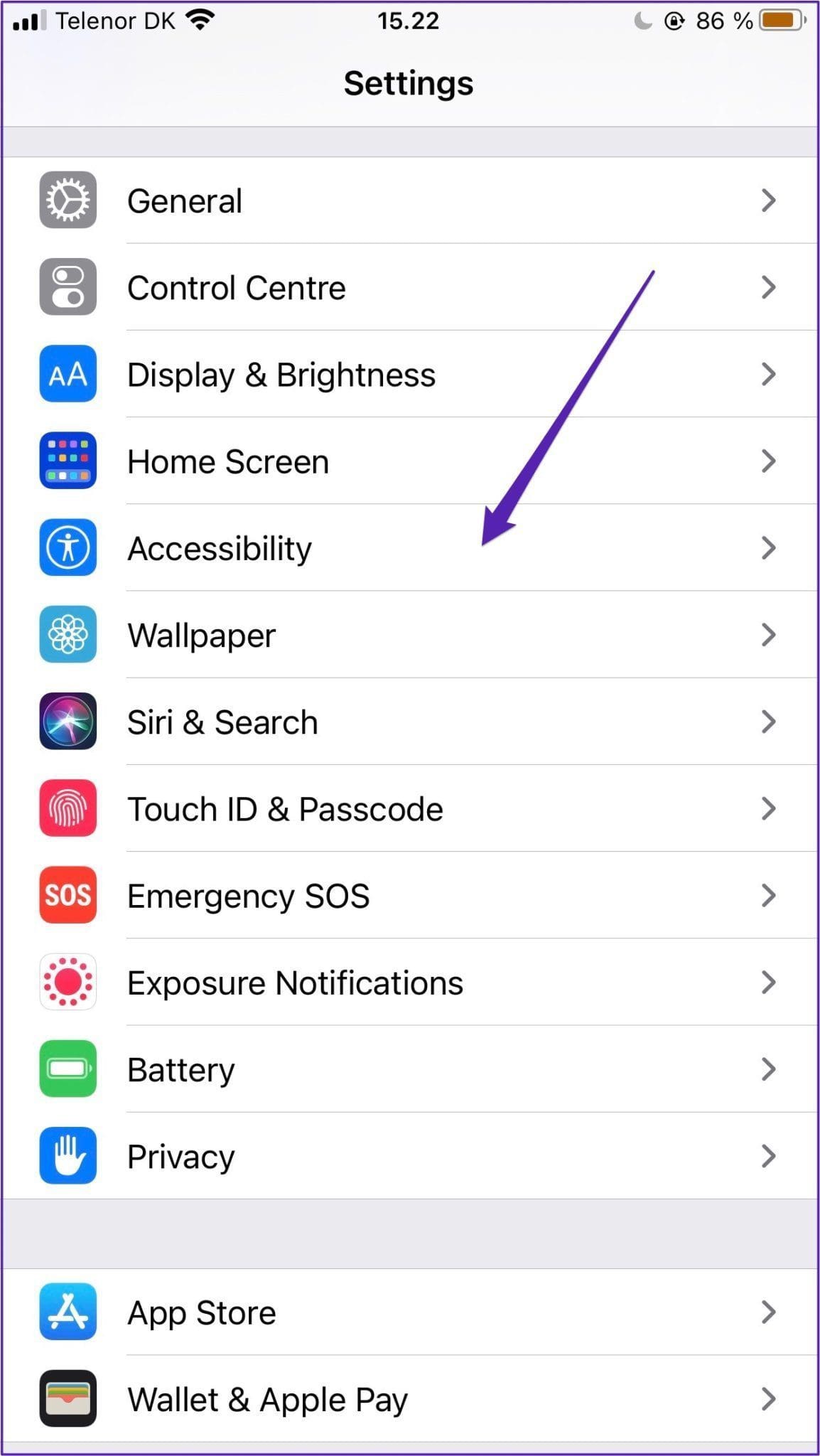 Iphone settings access accessibility
