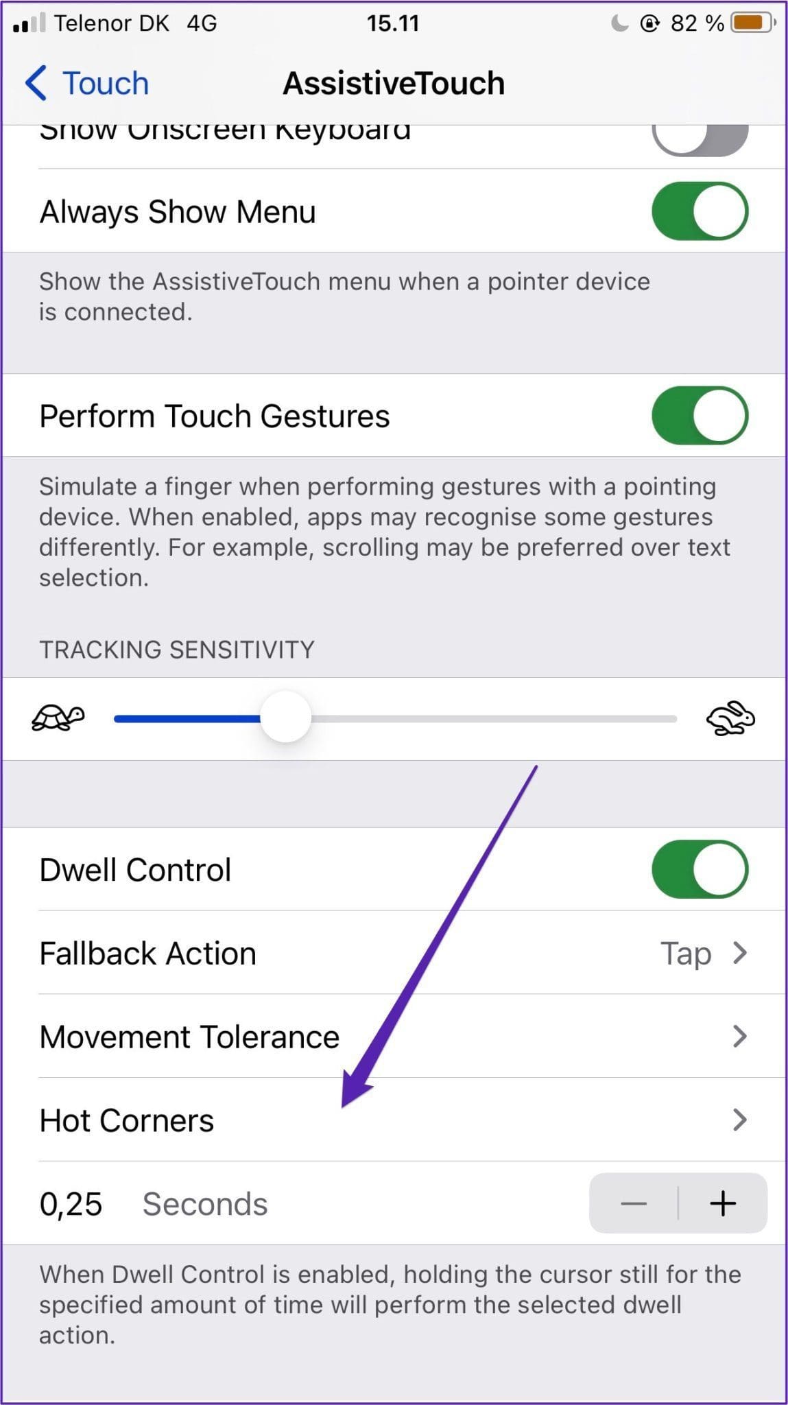 Iphone turn on hot corners