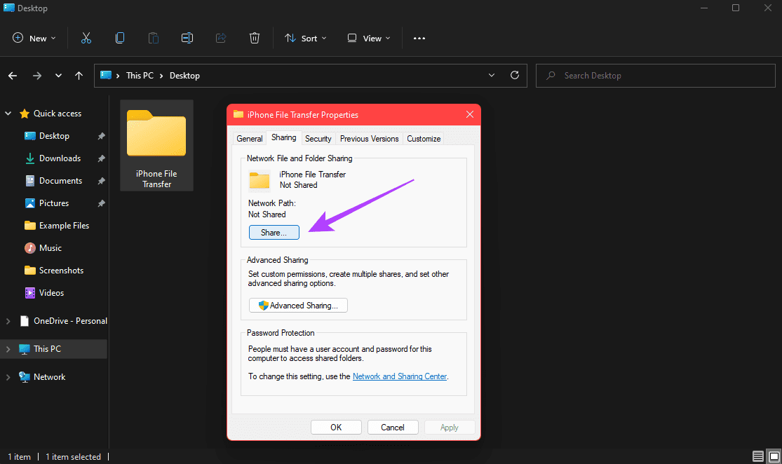 select share files option