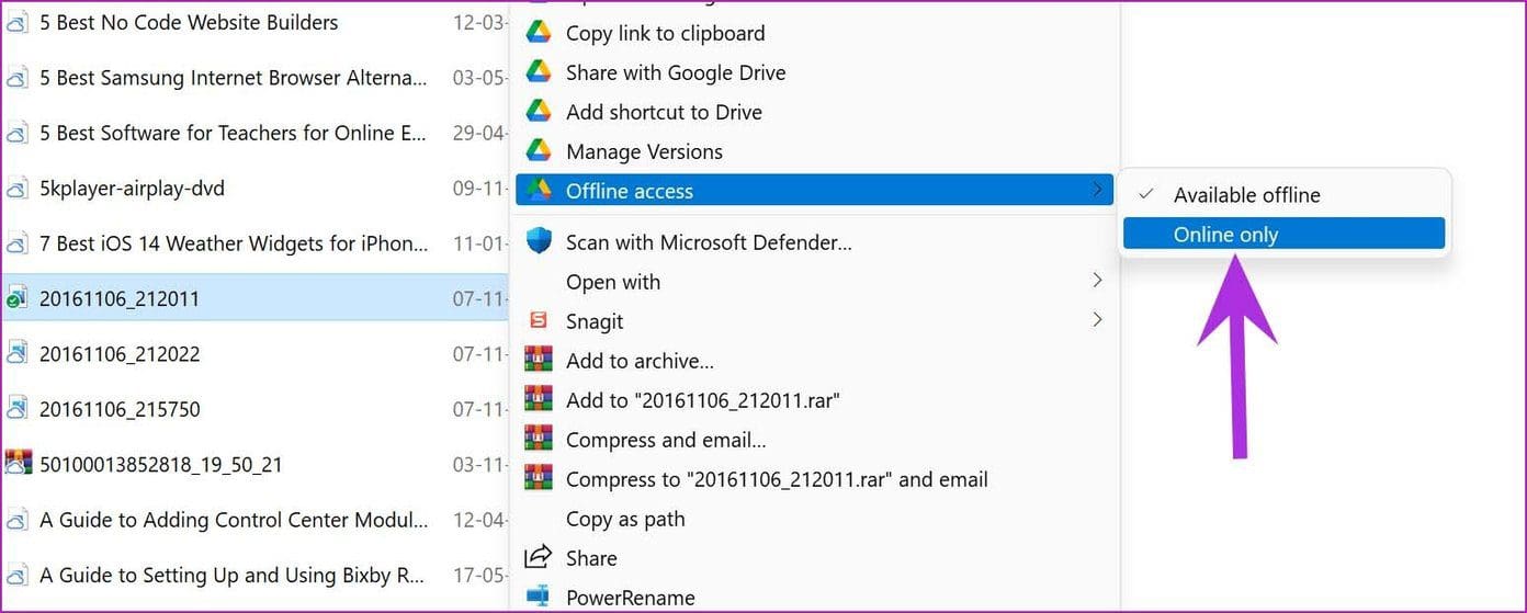 Keep files online on google drive on windows
