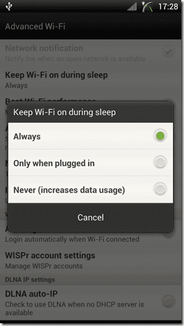 Keep Wifi On