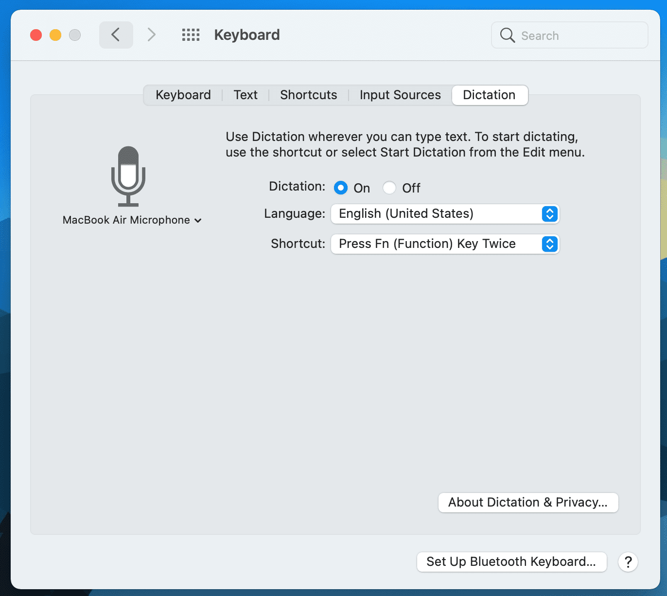 Keyboard dictation
