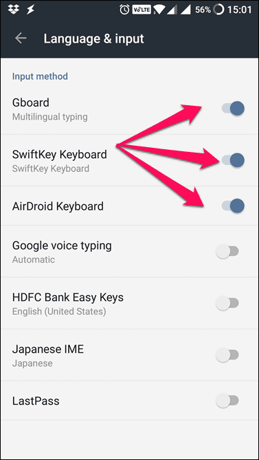 Keyboards Enabled In Android Phone