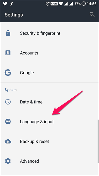 Language And Input Under Settings