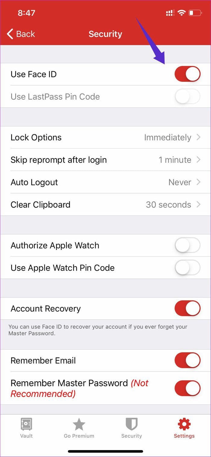 Lastpass Faceid