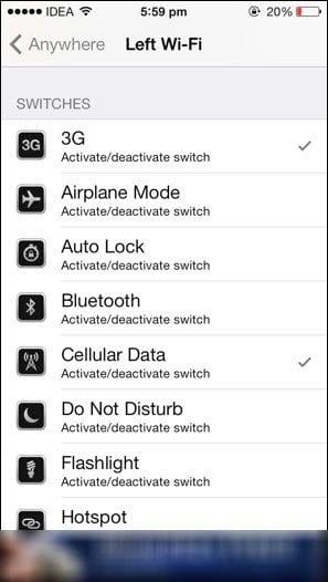 Left Wifi Toggles