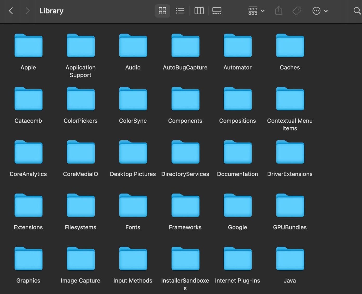 Library menu in action