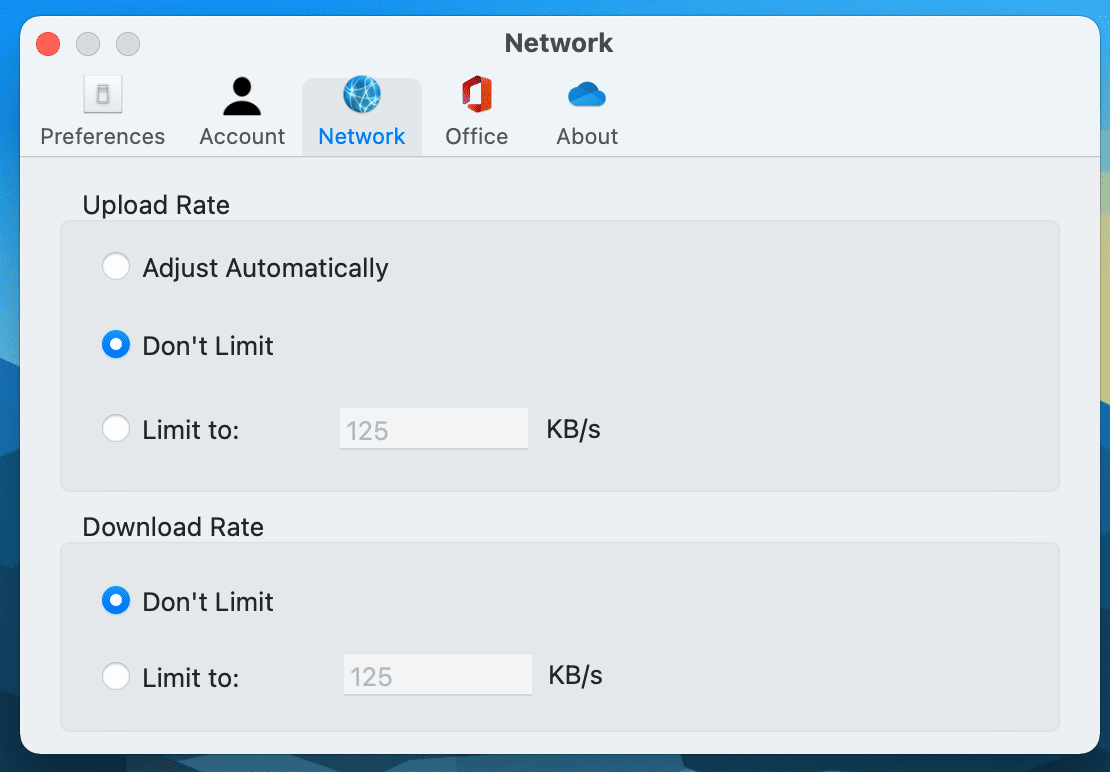 Limit upload rate