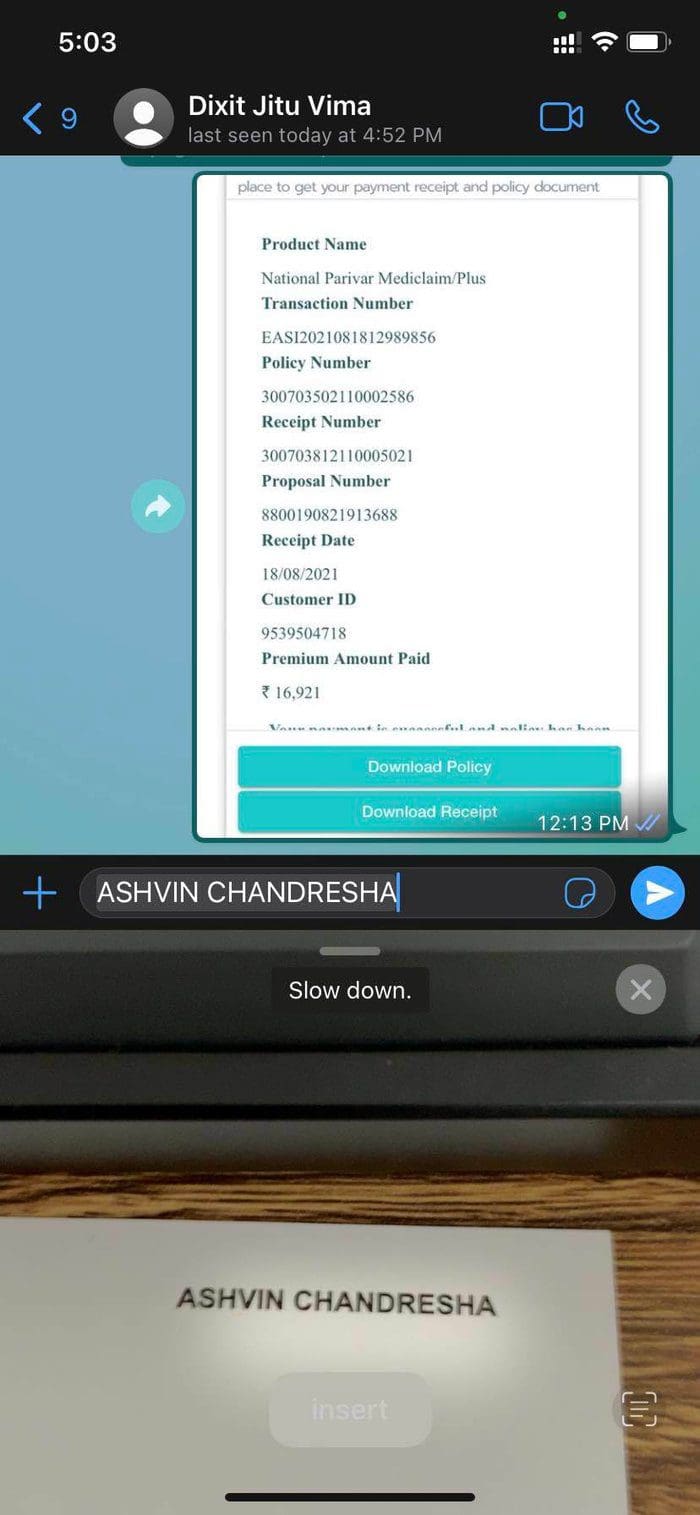 Live text in whatsapp
