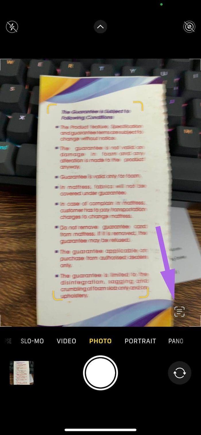 Live text toggle in camera