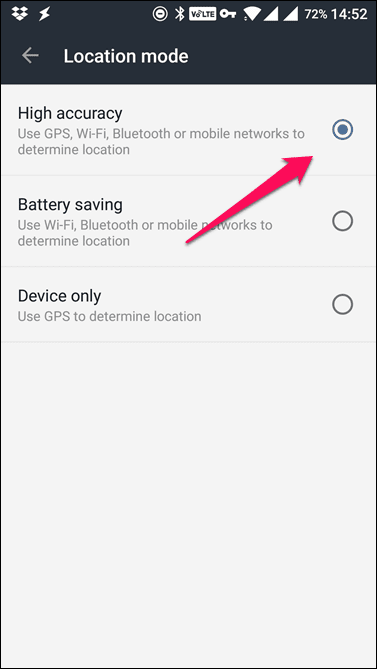 Location Mode To High Accuracy