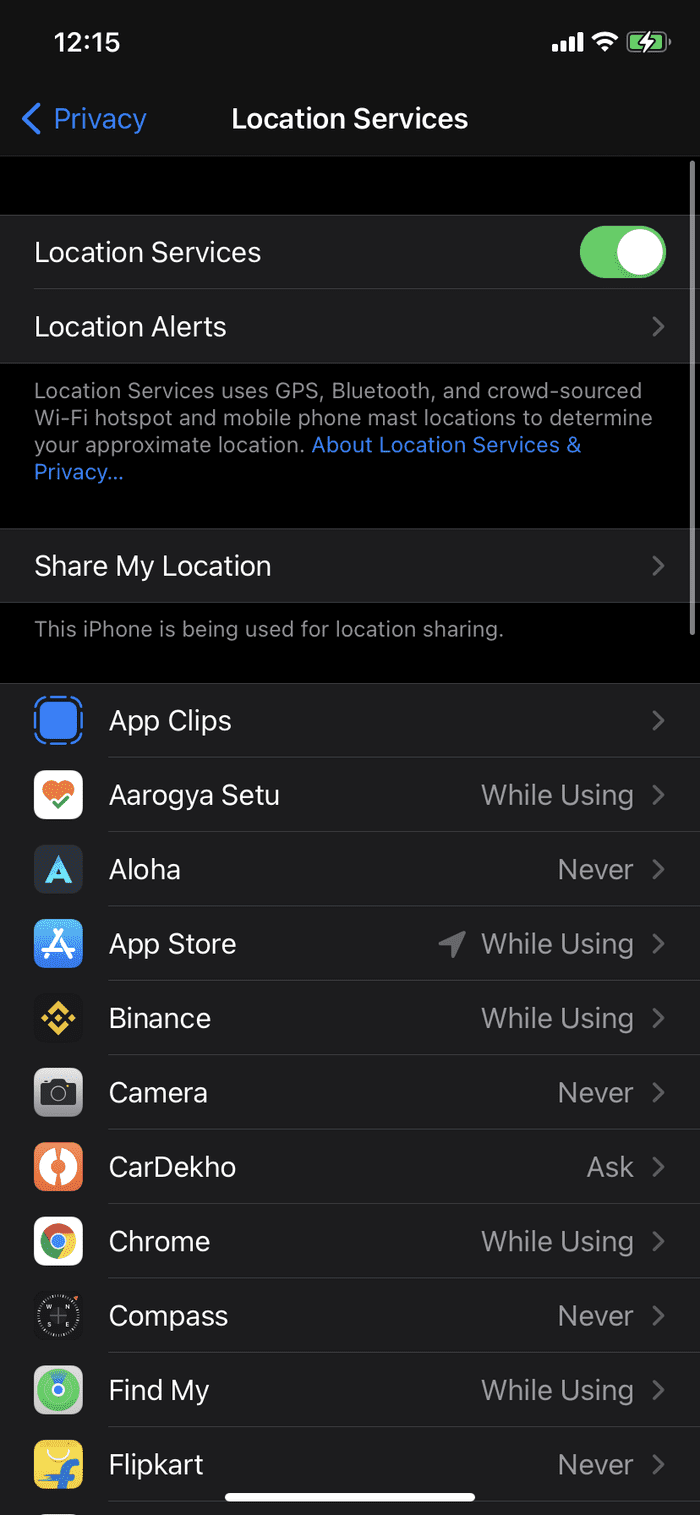 Location services on