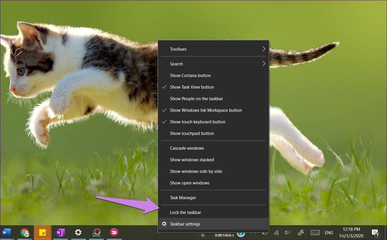 Lock The Taskbar Windows 8