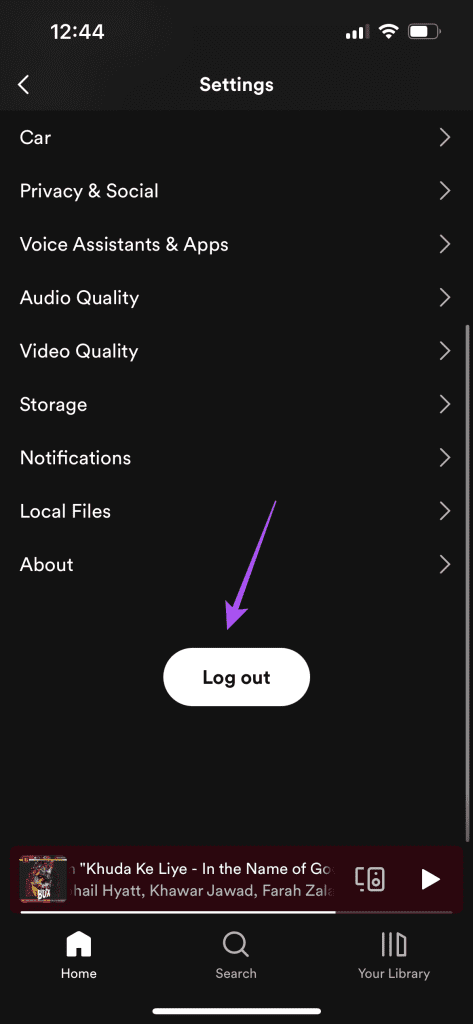 log out spotify mobile