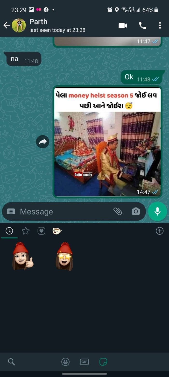 Long tap on stickers