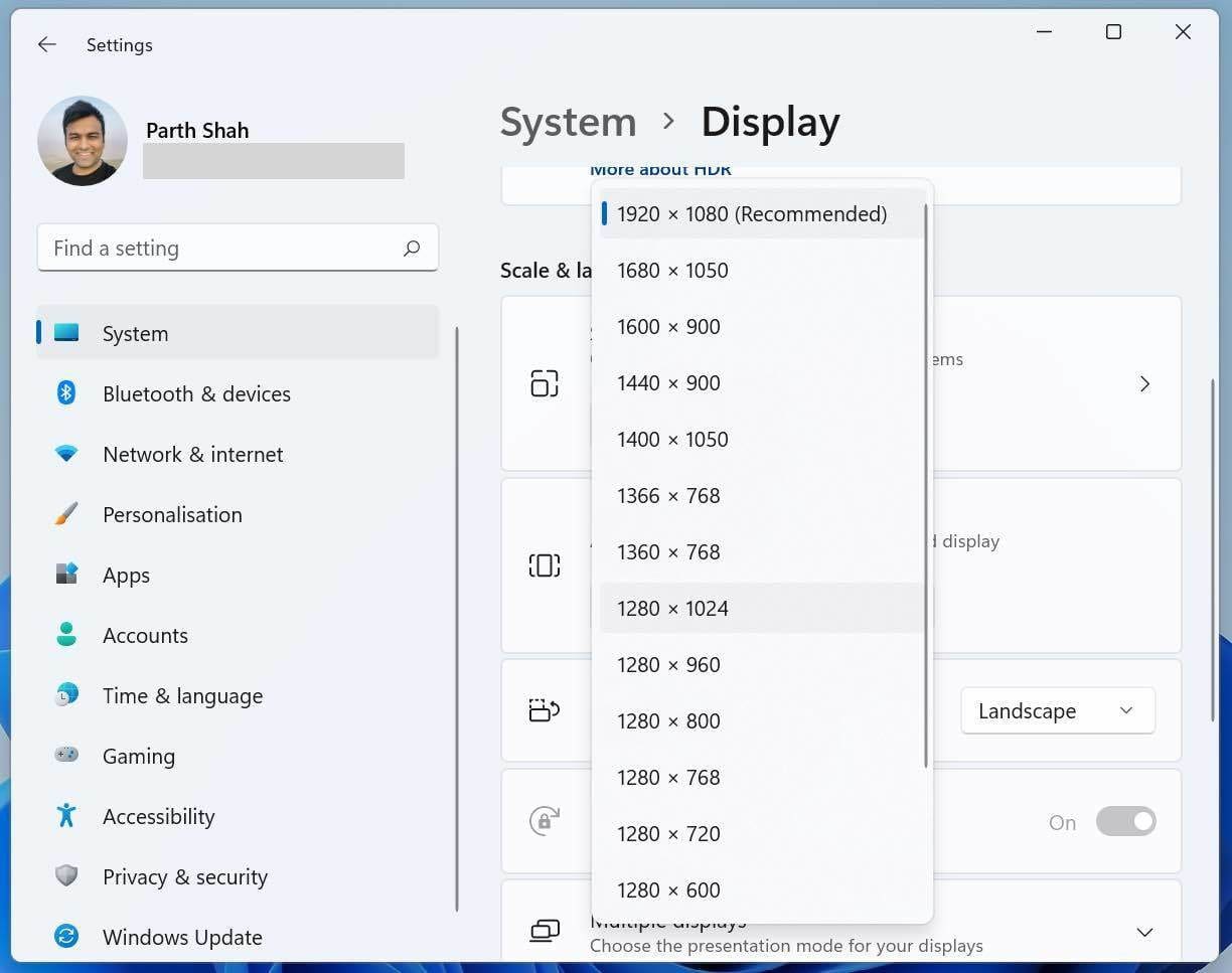 Lower display resolution