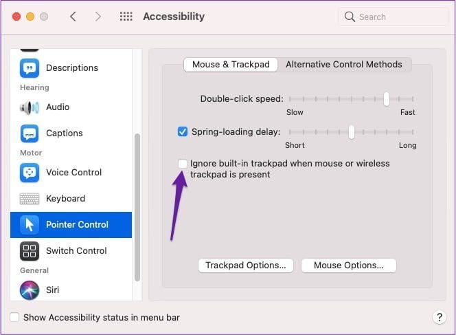 Mac ignore built in trackpad