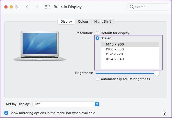 Mac scaled resolution