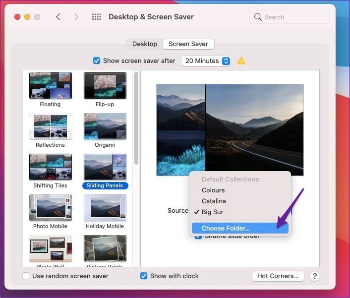 Mac screensaver choose folder