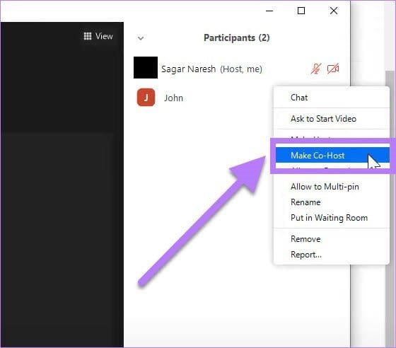 Make co host zoom meeting