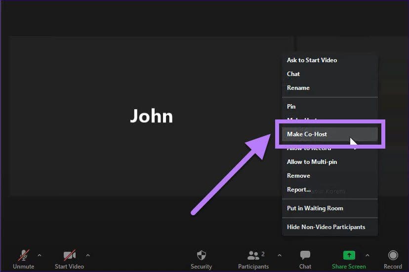 Make co host zoom windows