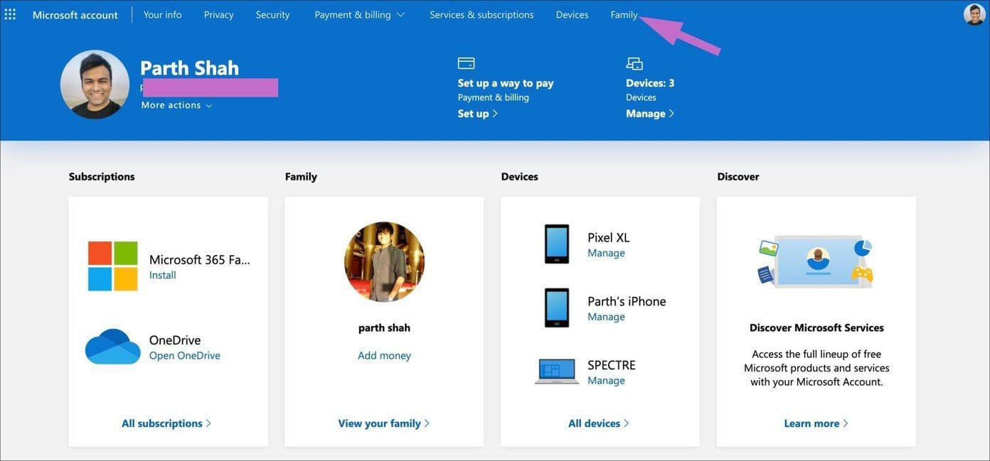 Ms family option