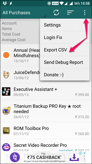My Paid Apps Export To Csv
