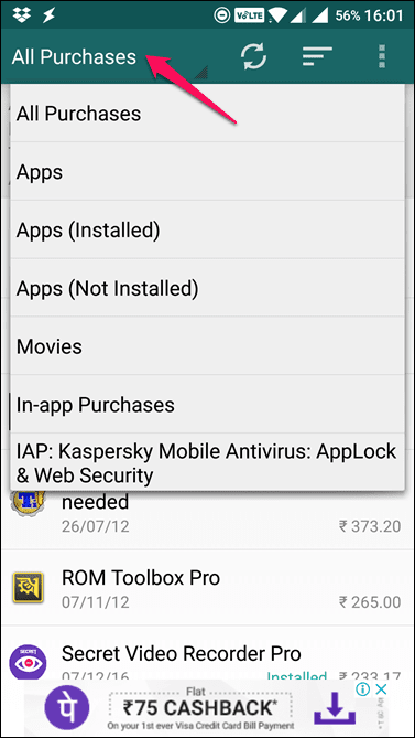 My Paid Apps Sort Apps