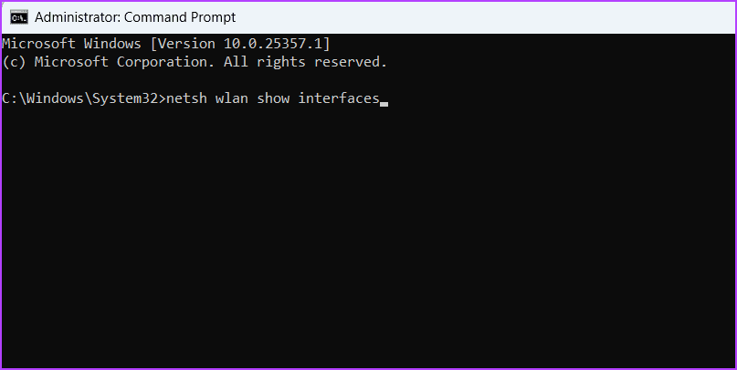 running netsh wlan show interfaces command in Command Prompt to Check Network Adapter Speed on Windows 11