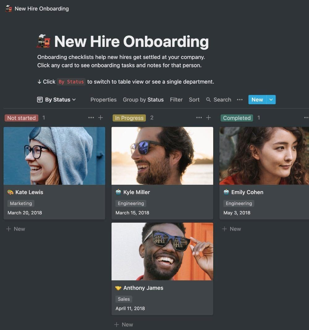 New hire onboarding template