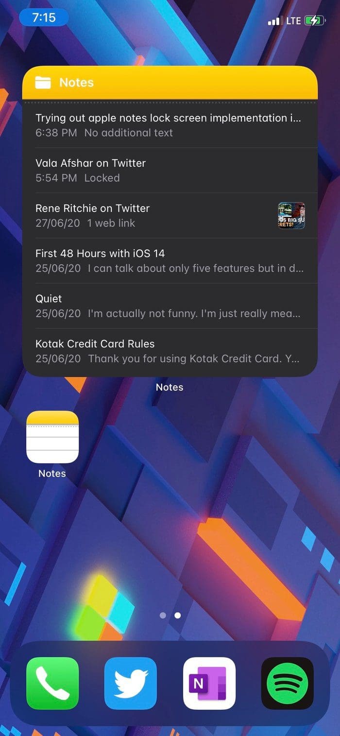 Notes widget